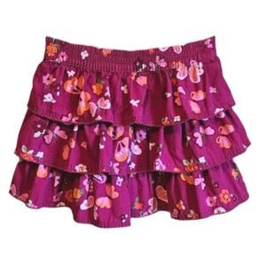 Gymboree Skirt Layered Tier Floral Butterfly Cotton Pink Toddler Girl's Size 3T